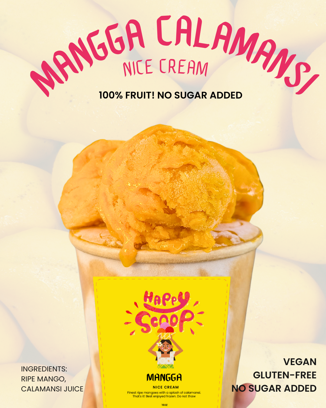 Happy Scoop Mangga Calamansi Nice Cream pint (gluten-free, sugar-free)
