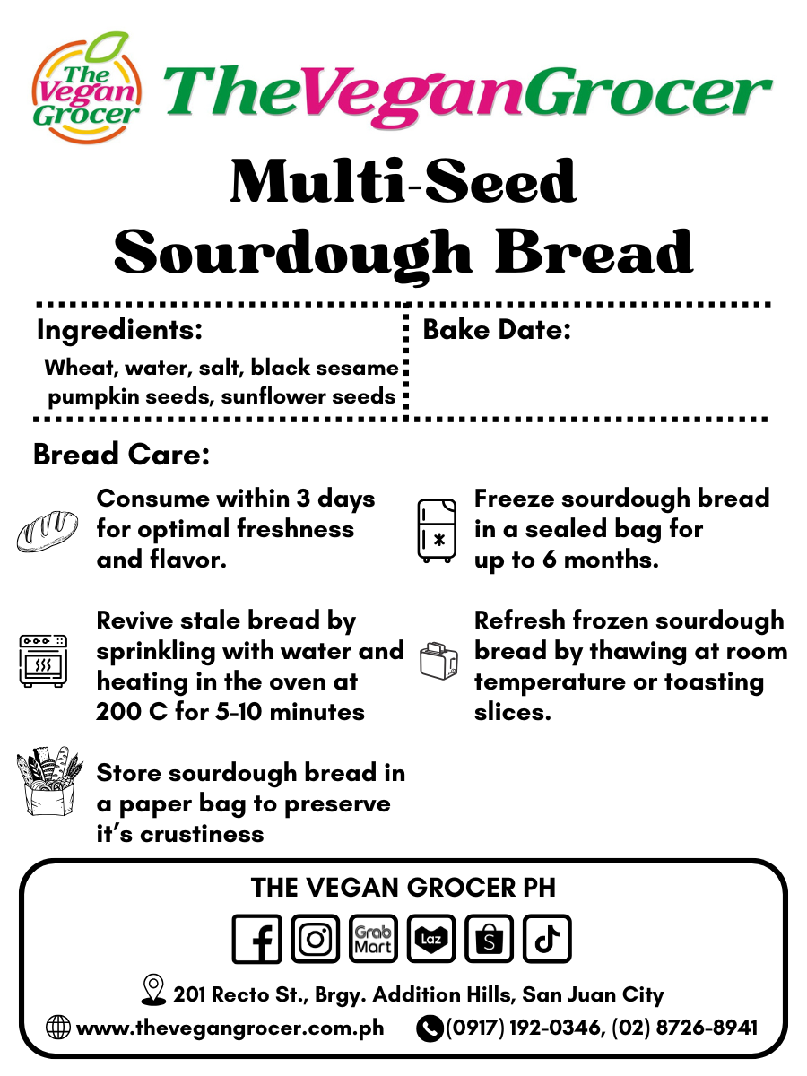 TVG Whole Wheat Multi-Seeded Vegan Sourdough Boule (sugar-free)