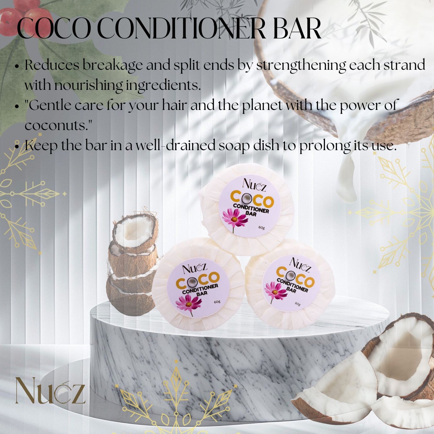 Nuez Naturals Coco Conditioner Bar 60g