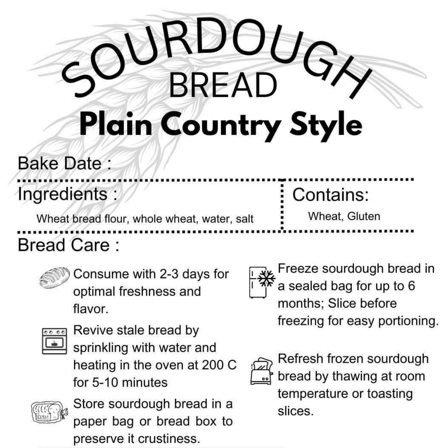 TVG Vegan Plain Country-Style Sourdough Bread (no sugar added)