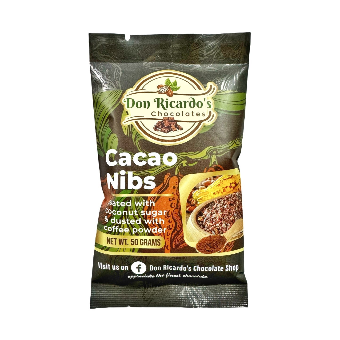Don Ricardo’s Cacao Nibs coated w Coco Sugar & dusted w Coffee Powder 50g