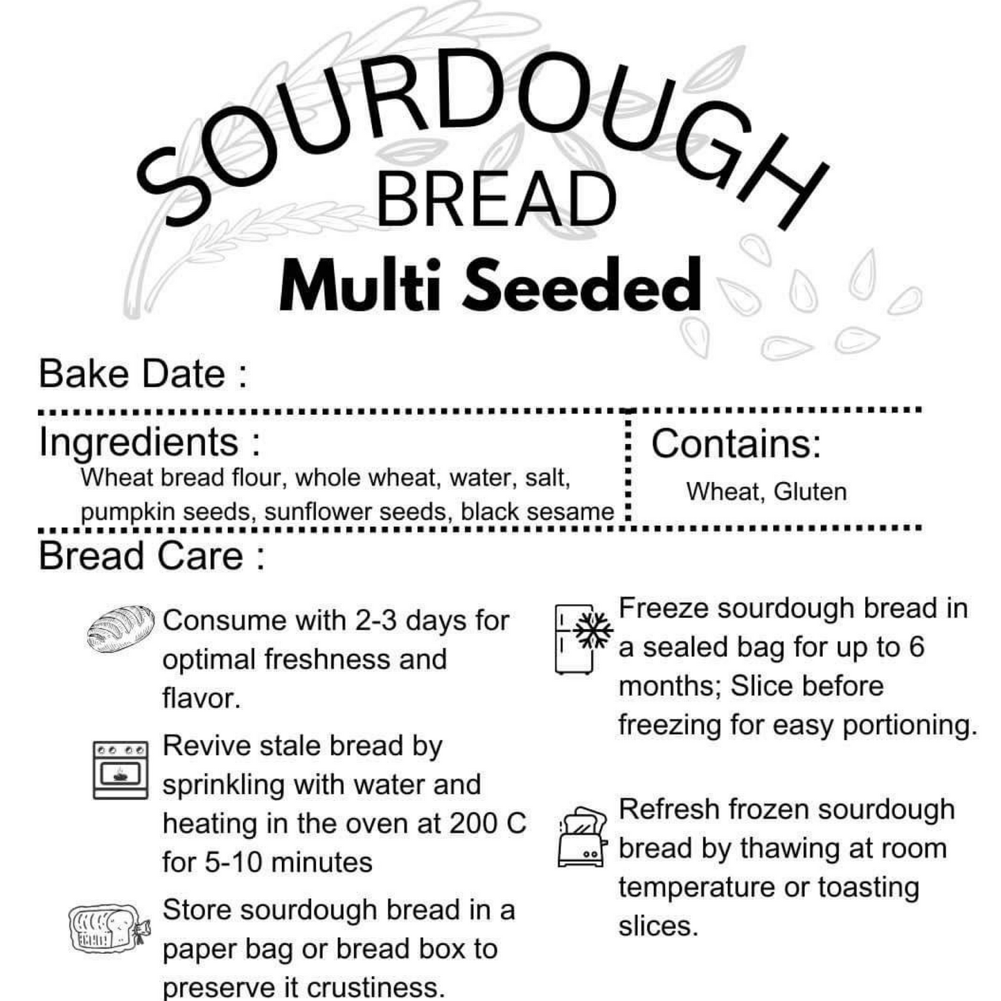 TVG Whole Wheat Multi-Seeded Vegan Sourdough Boule (sugar-free)