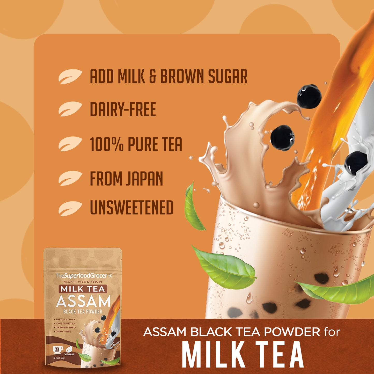 The Superfood Grocer Milk Tea Assam Black Tea Powder 50g