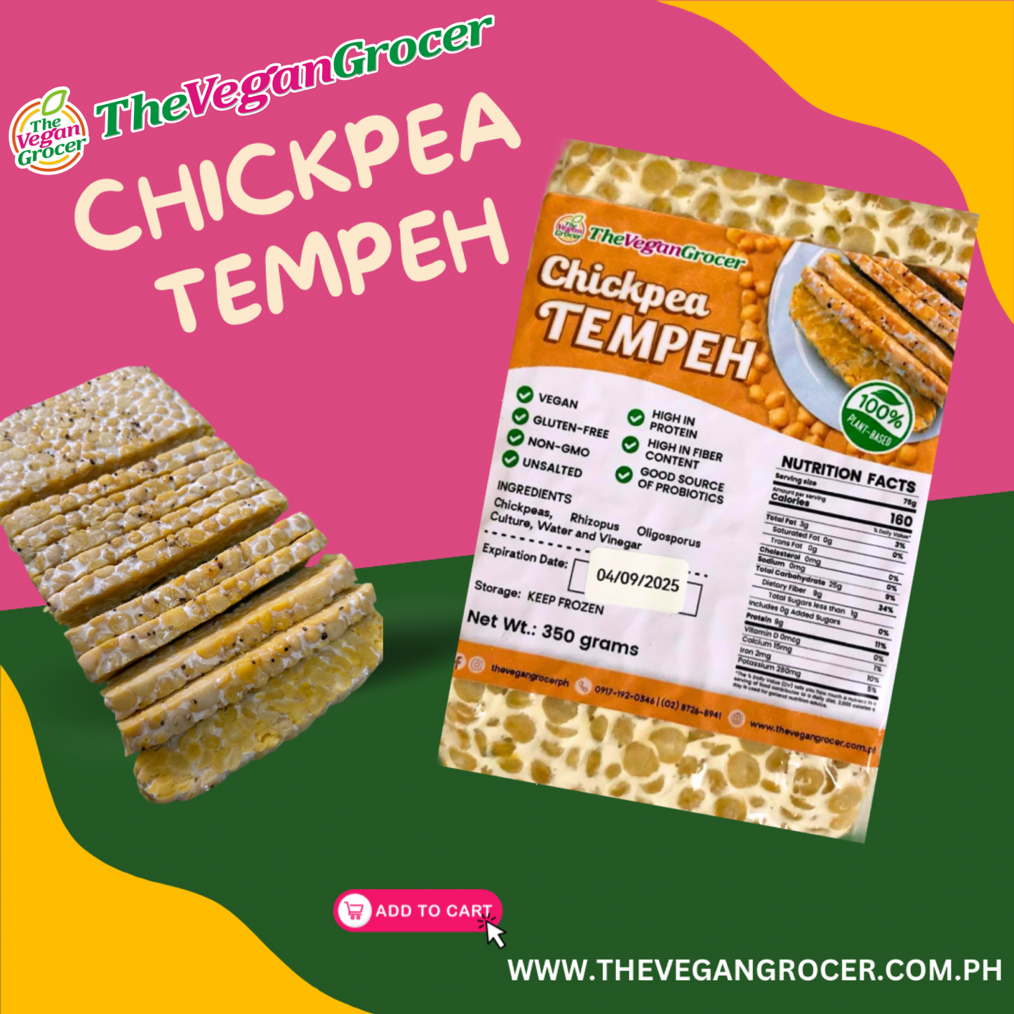 TVG Chickpea Tempeh 350g (gluten-free)
