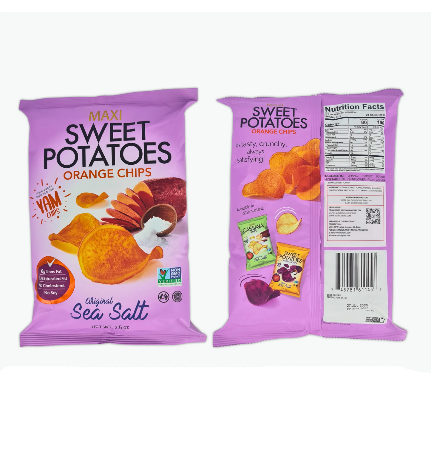 Maxi Sweet Potatoes Purple Chips (Original Sea Salt) 71g (gluten-free, Halal)