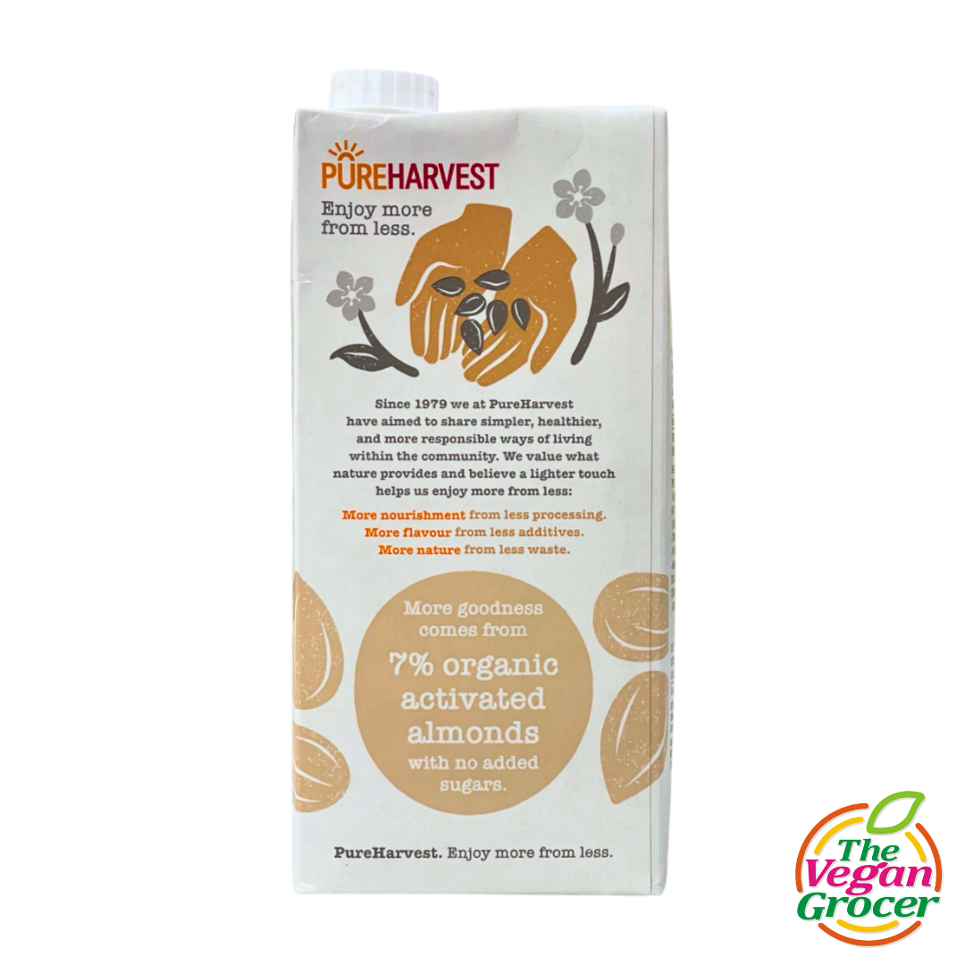 Pure Harvest Organic Almond Milk Unsweetened 1L (gluten-free, soy-free)