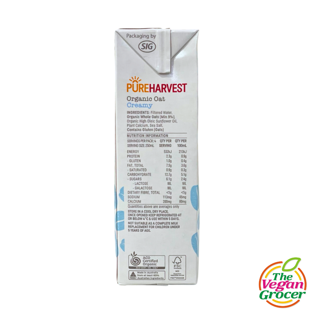 Pure Harvest Organic Oat Milk Creamy 1L (soy-free, nut-free)