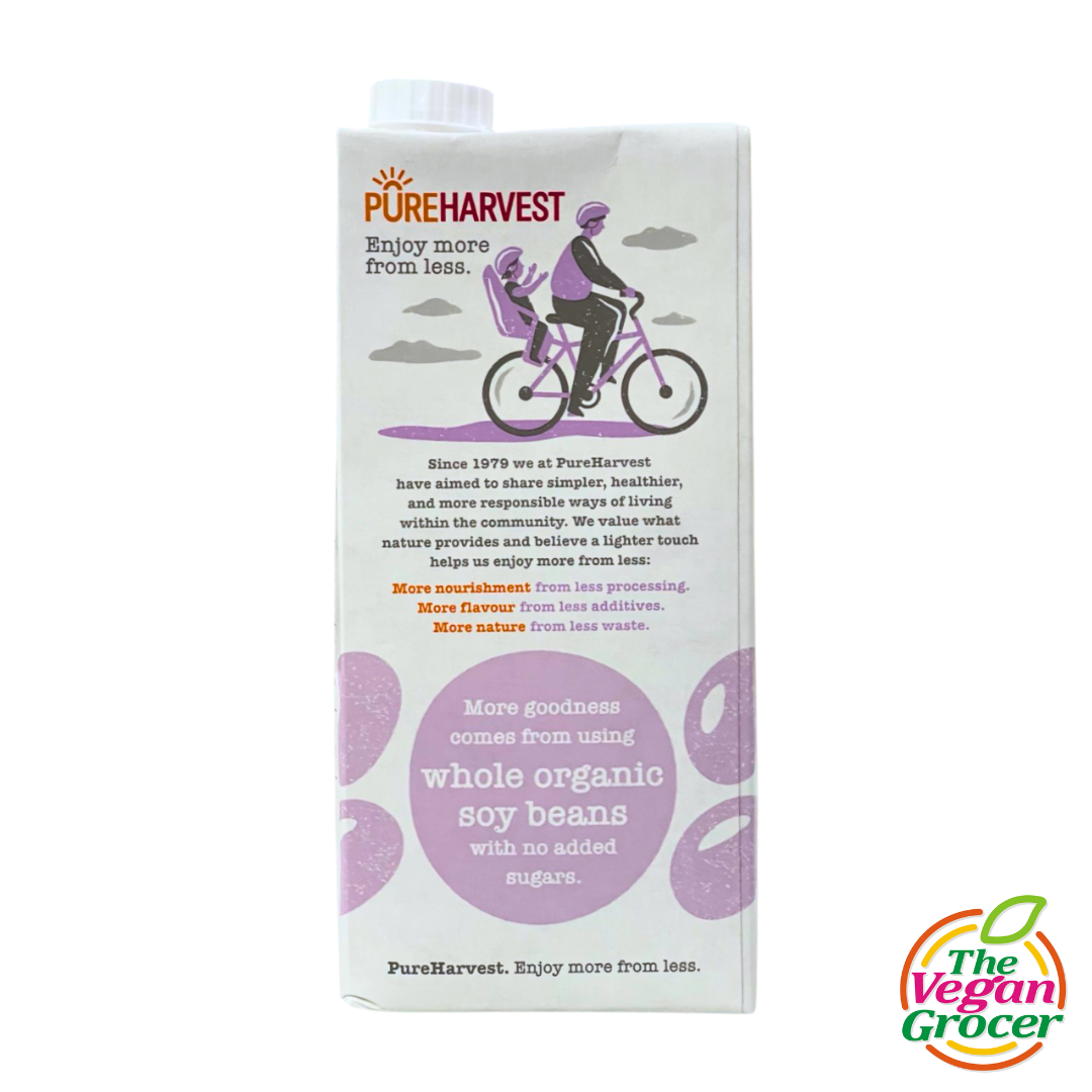 Pure Harvest Organic Soy Milk Unsweetened 1L (gluten-free, nut-free)