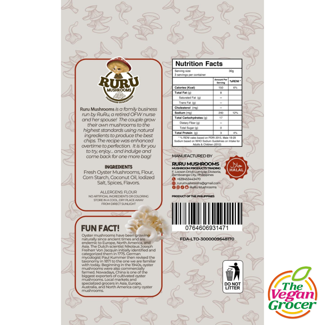 Ruru Mushroom Chips (Spicy BBQ Flavor) 100g