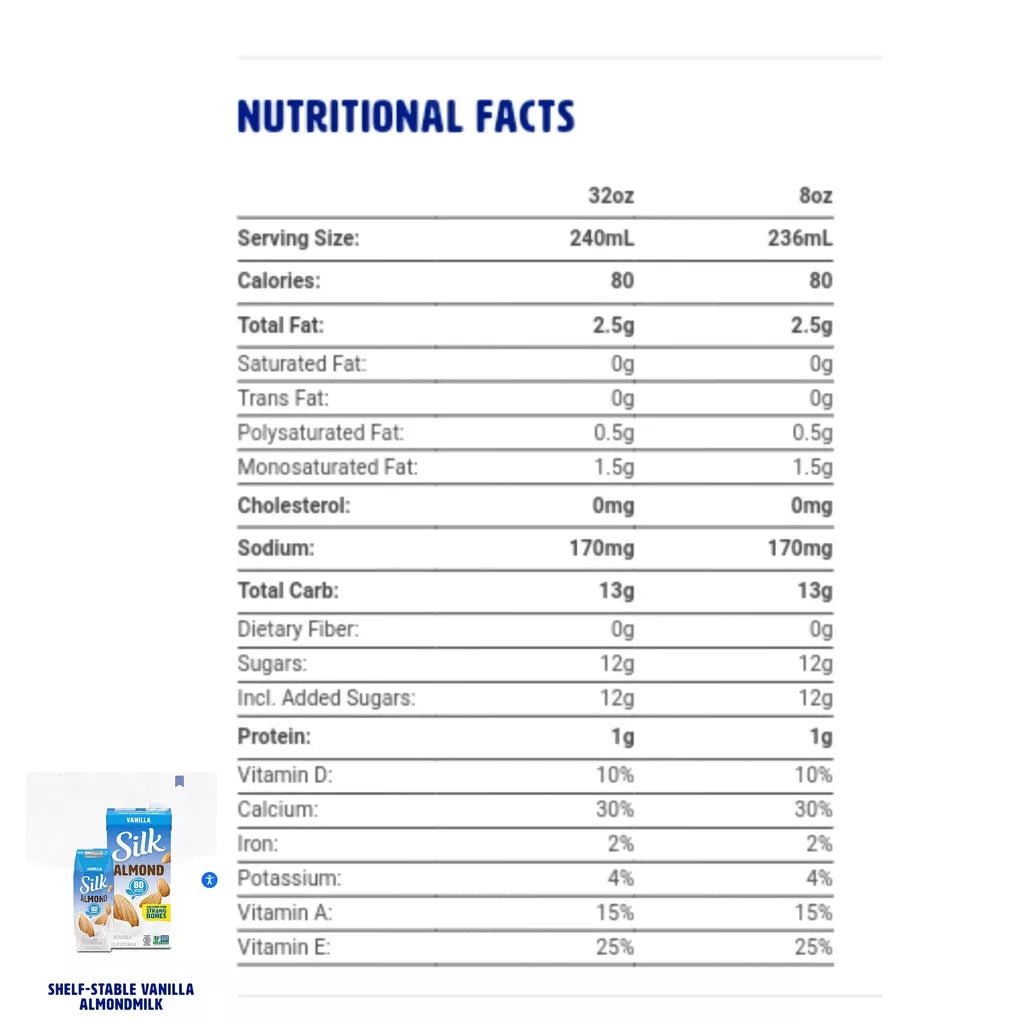 Silk Almond Milk Vanilla 946mL