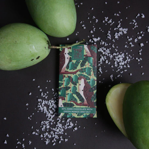 Theo & Philo 65% Dark Chocolate with Green Mango and Salt 45g