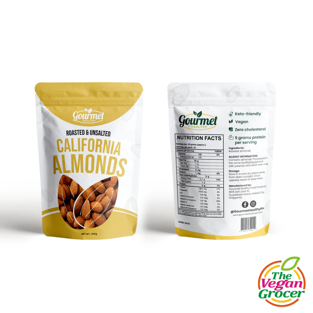Gourmet Healthy Roasted California Almonds Unsalted 250g (gluten-free)