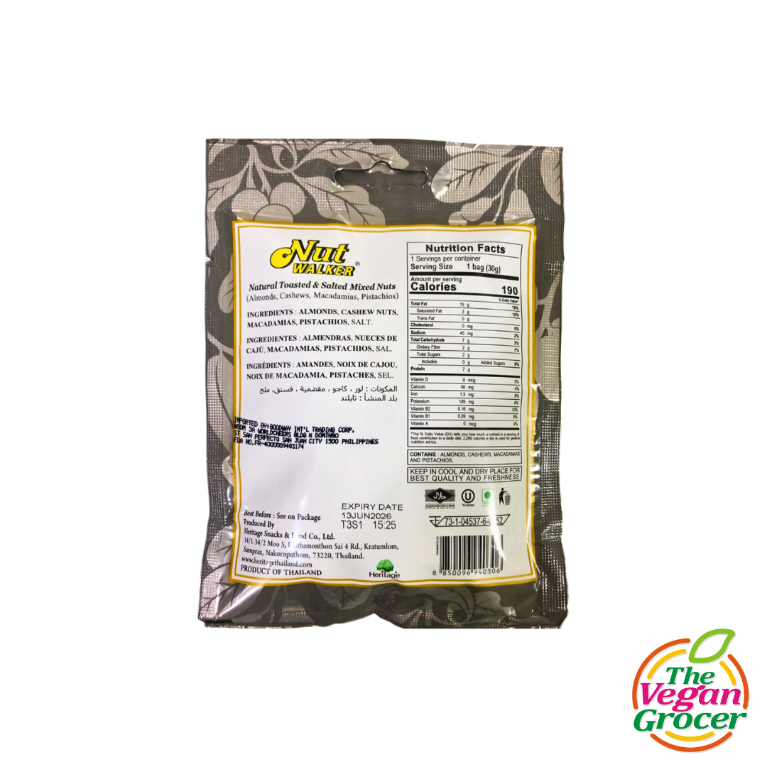 Nutwalker Mixed Nuts (Natural Toasted & Salted) 30g (gluten-free, Halal)