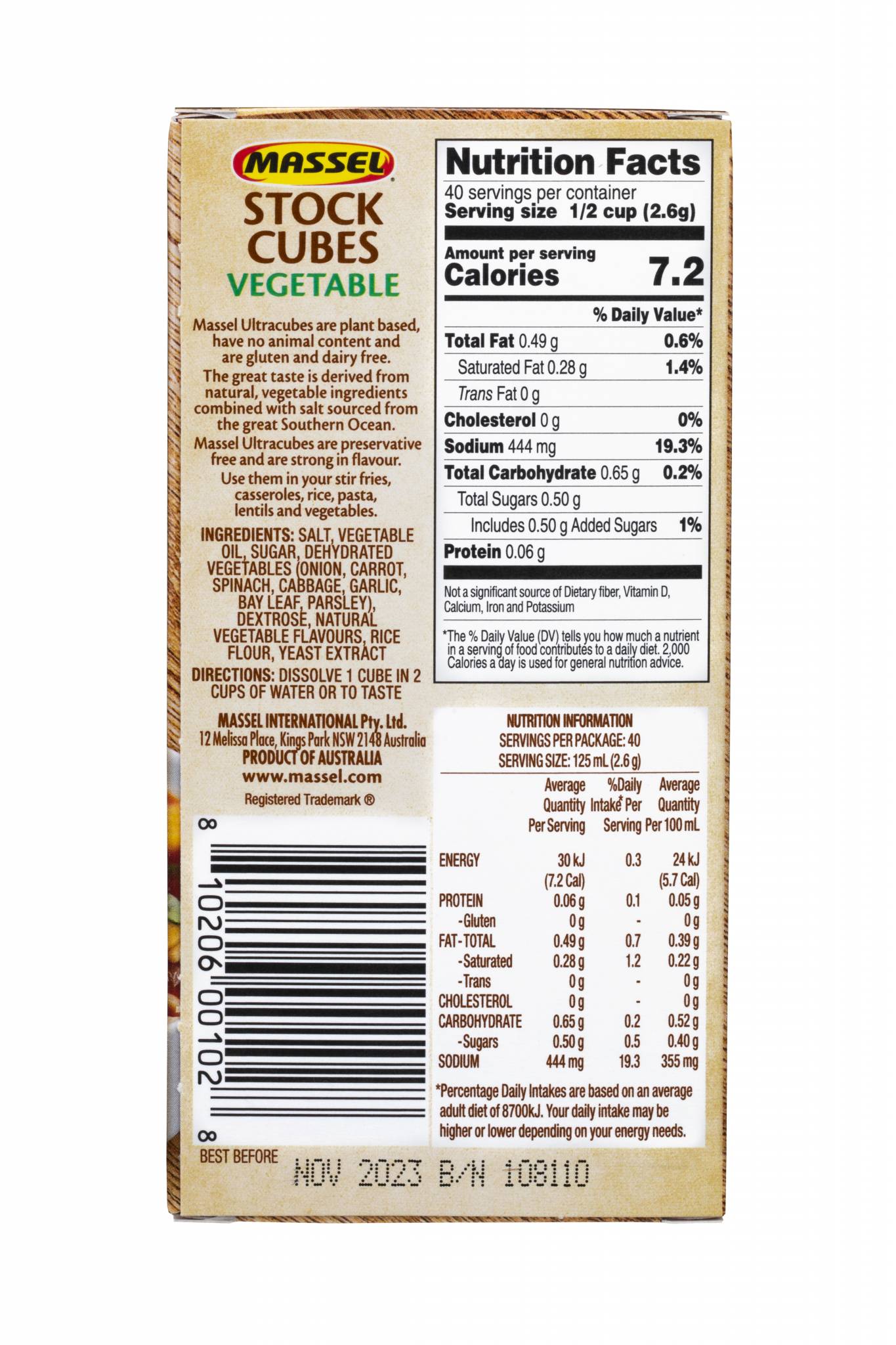 Massel Vegetable Premium Cubes 10s 105g