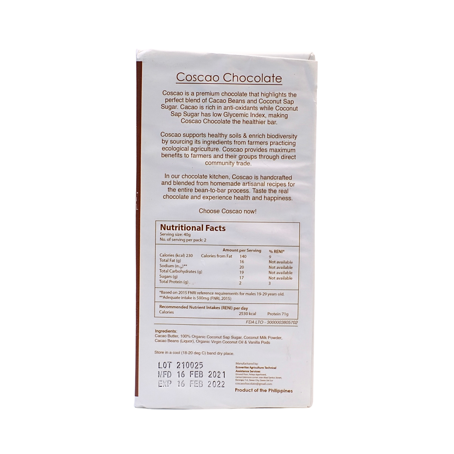 Coscao Coconut Milk Chocolate 43%