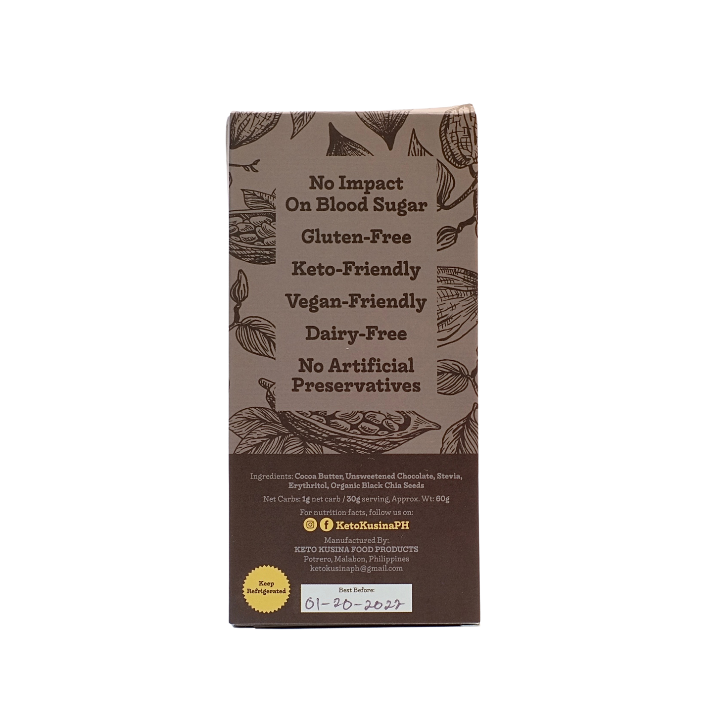 Keto Kusina Chocolate Bar - Chia Crunch 60g
