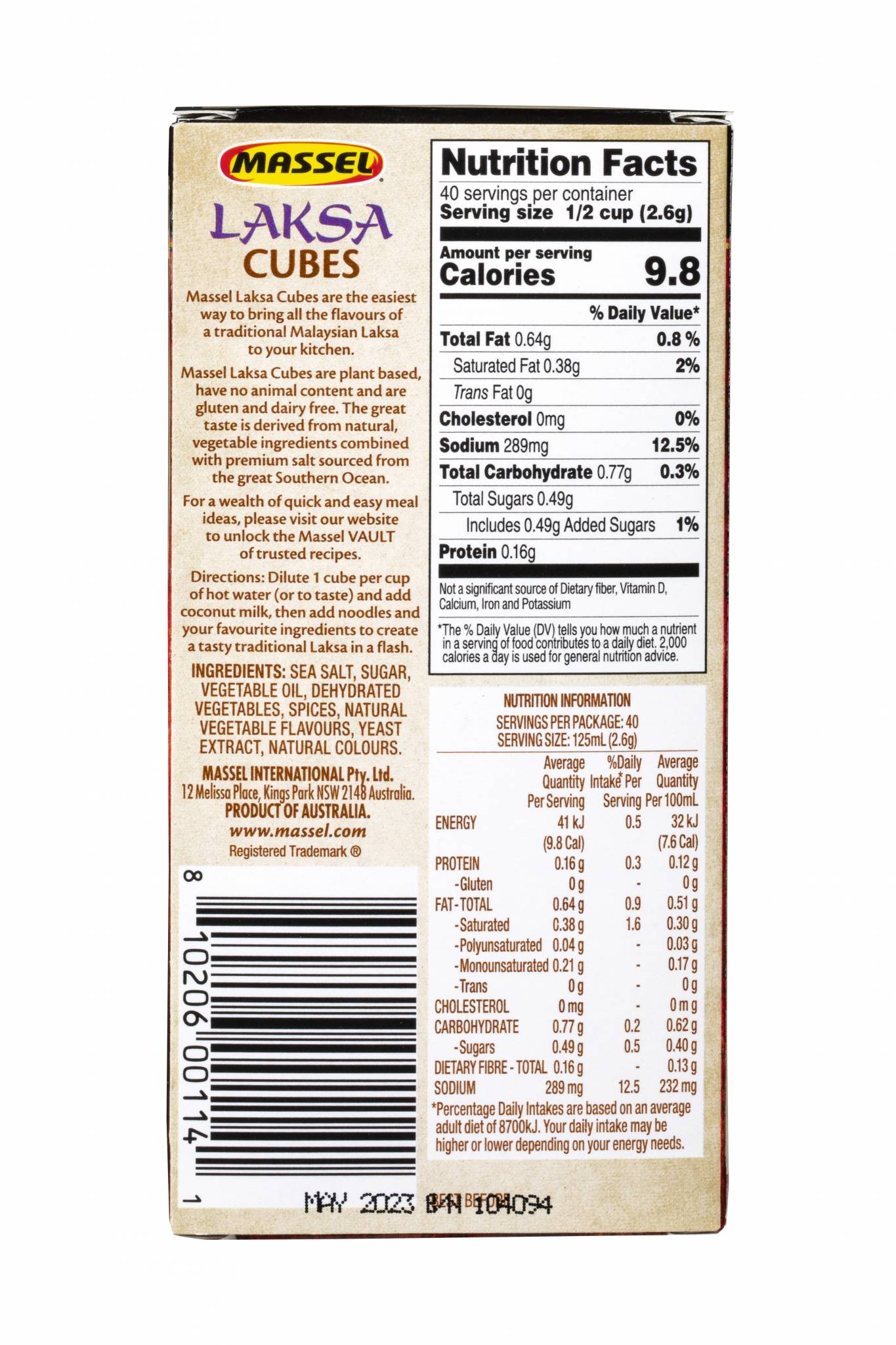 Massel Laksa Instant Cubes 10s 105g