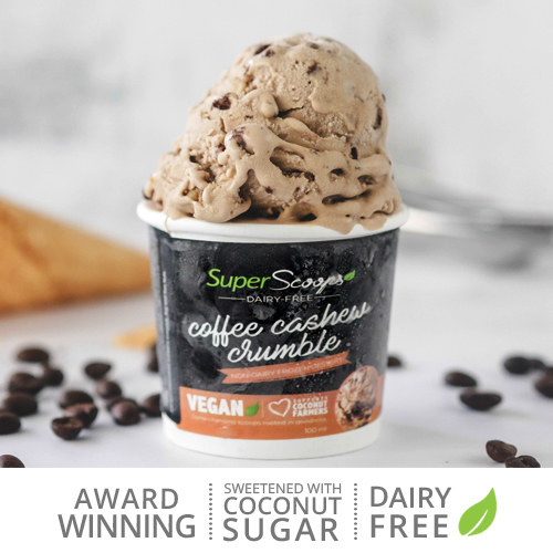 Super Scoops Coffee Cashew Crumble Vegan Ice Cream