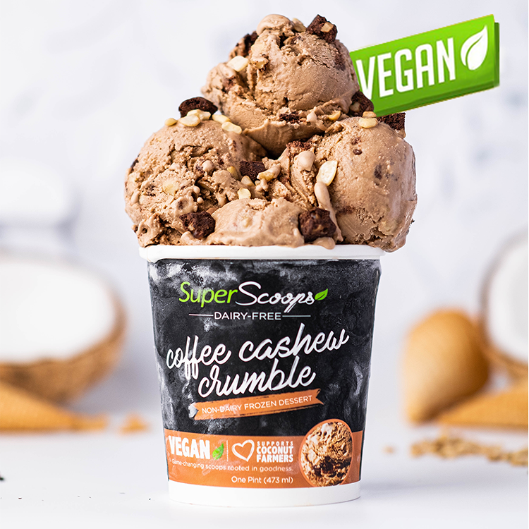 Super Scoops Coffee Cashew Crumble Vegan Ice Cream