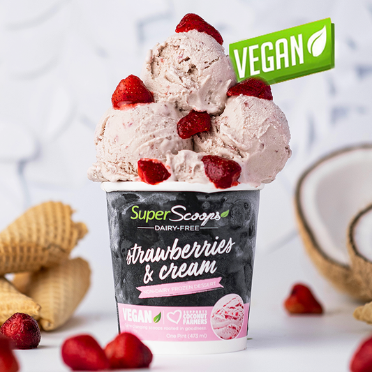 Super Scoops Strawberries & Cream Vegan Ice Cream