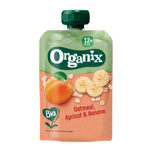 Organix Oatmeal, Apricot & Banana Puree Pouch 100g 12+mos (no added sugar)