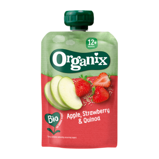 Organix Apple, Strawberry & Quinoa Puree Pouch 100g 12+months (gluten-free, no added sugar)