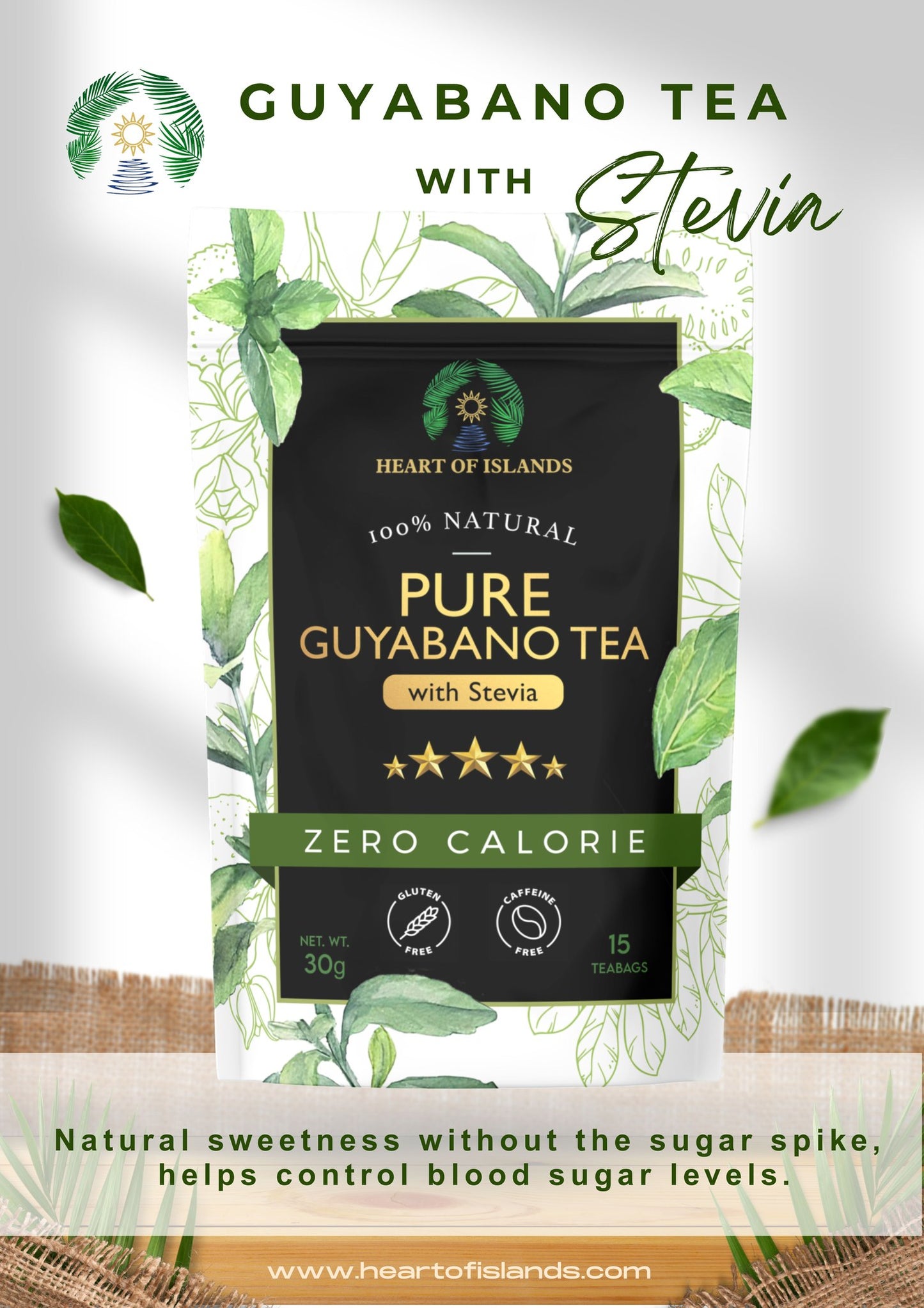 Heart of Islands Guyabano Tea with Stevia 30g 15s (gluten-free, caffeine-free)