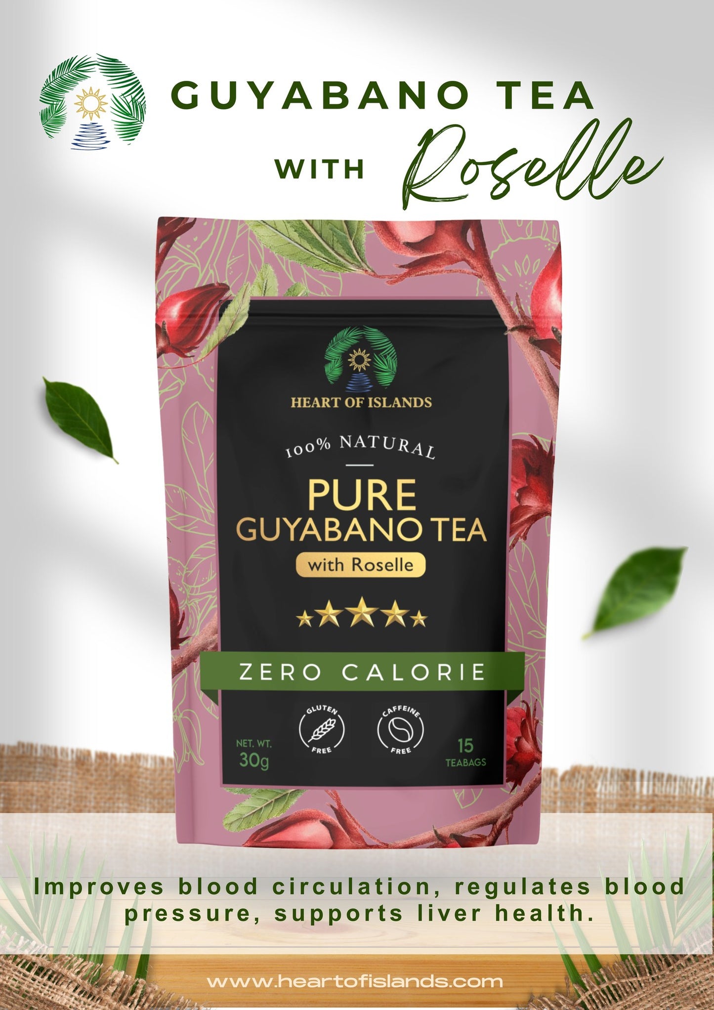 Heart of Islands Guyabano Tea with Roselle 30g 15s (gluten-free, caffeine-free)
