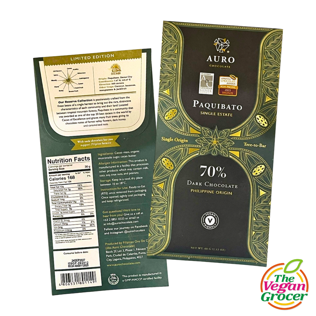 Auro Reserve Collection : 70% Paquibato Dark Chocolate 60g