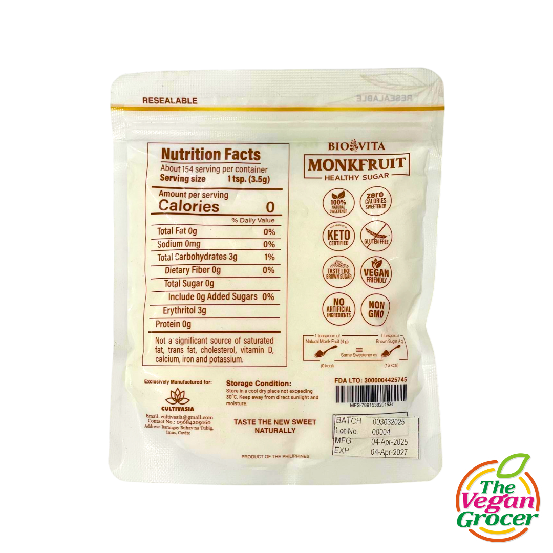 Biovita 100% Pure Organic Monk Fruit Powder 150g (gluten-free, keto-friendly)