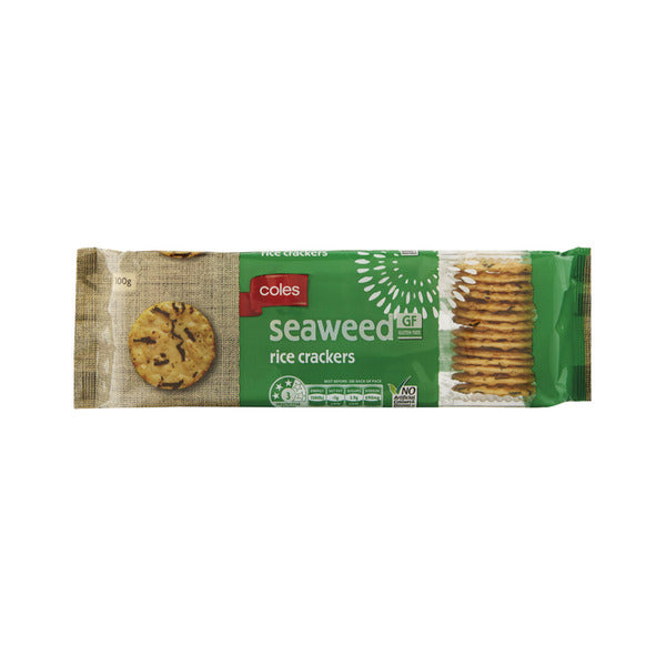 Coles Air Baked Seaweed Rice Cracker 100g (glutenfree) The Vegan
