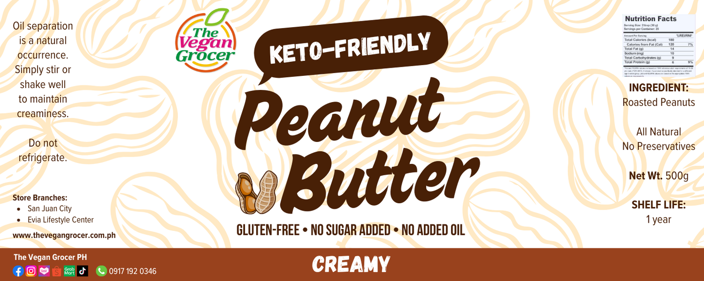 TVG Keto Peanut Butter 500g (gluten-free, no sugar added, Halal)