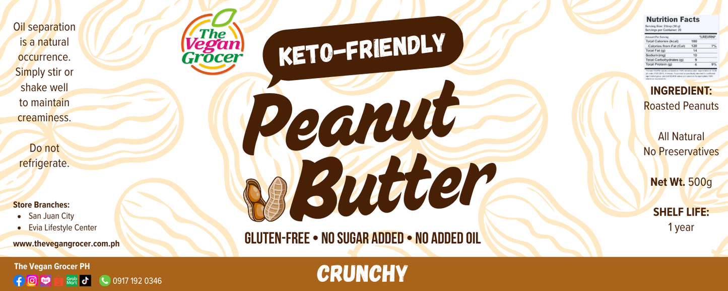TVG Keto Peanut Butter 500g (gluten-free, no sugar added, Halal)