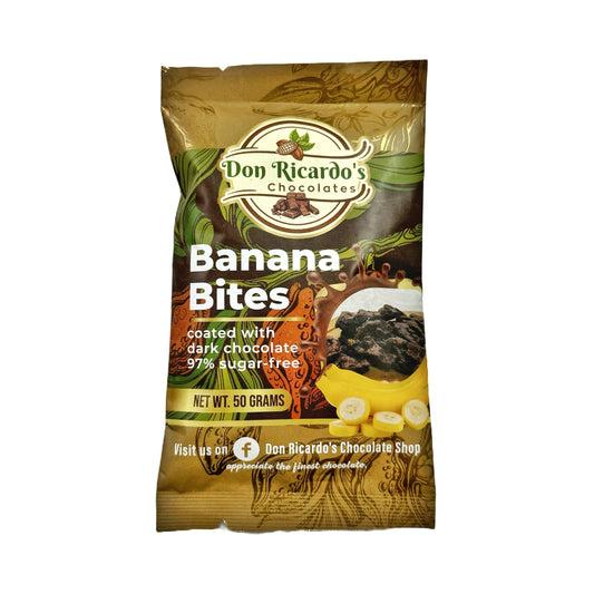 Don Ricardo’s Banana Bites coated with 97% sugar-free dark chocolate 50g (gluten-free)