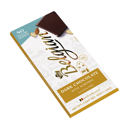 The Belgian NSA Dark Chocolate w Almonds 100g (gluten-free, no sugar added)