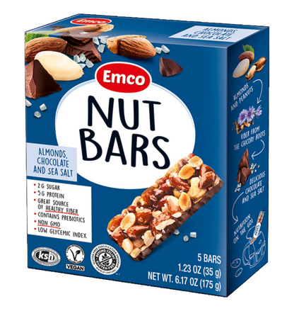 Emco Nut Bars Almonds, Chocolate and Sea Salt 175g (gluten-free)|