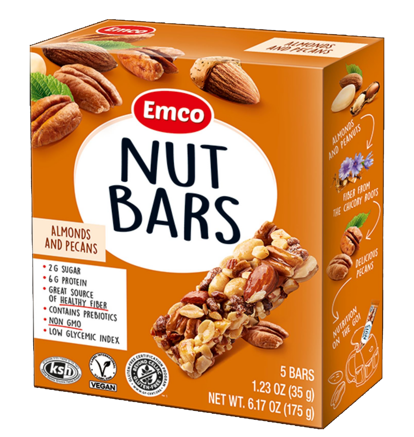 Emco Nut Bars Almonds & Pecans 175g