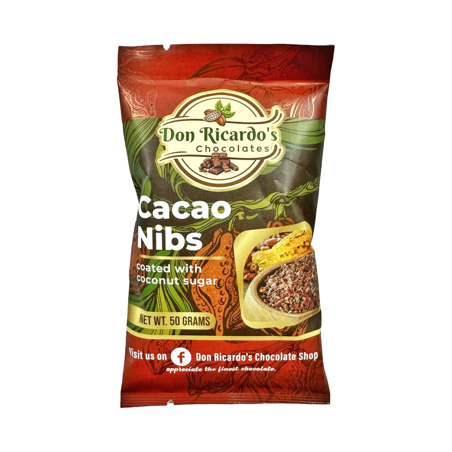 Don Ricardo’s Cacao Nibs coated with Coconut Sugar 50g (gluten-free)