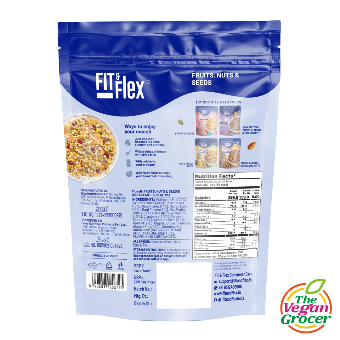 Fit & Flex Muesli - Fruits, Nuts & Seeds 0% Added Sugar 450g
