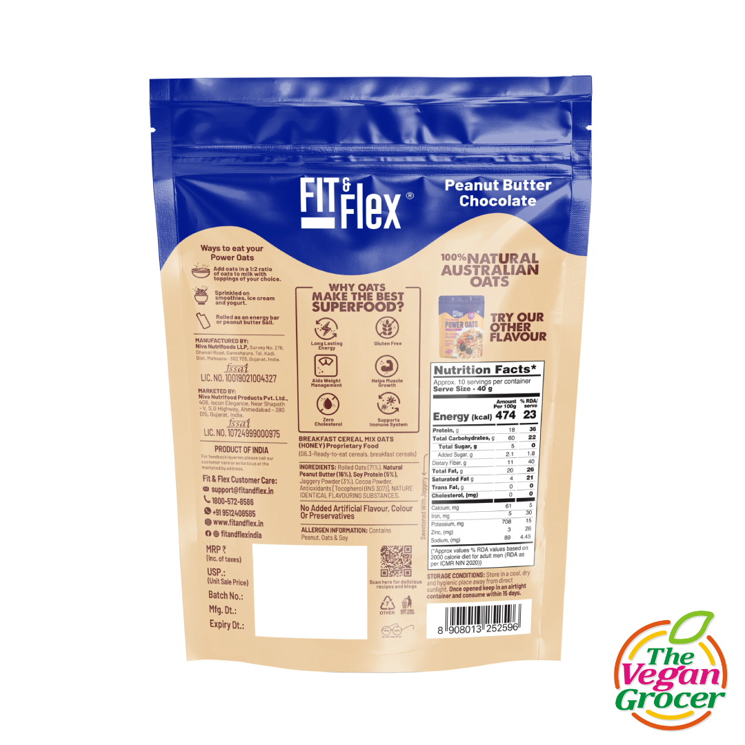 Fit & Flex Power Oats Peanut Butter Chocolate 400g (no cooking required)