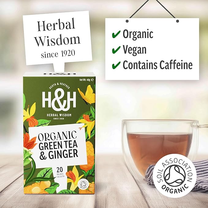 Heath & Heather Organic Green Tea & Ginger 20s (gluten-free)