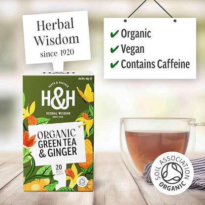 Heath & Heather Organic Green Tea & Ginger 20s (gluten-free)