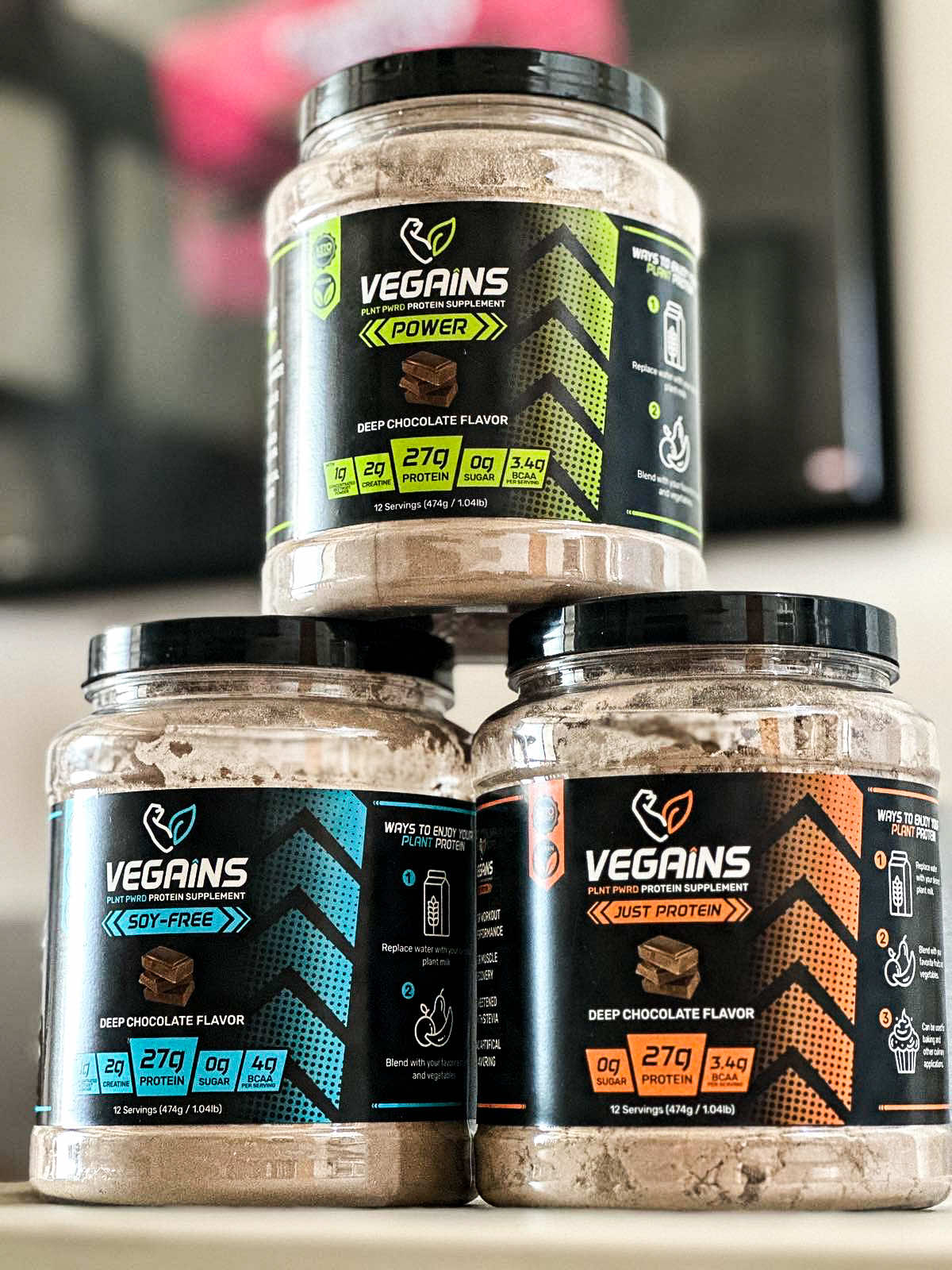 Vegains Soy-free Deep Chocolate Protein Powder 474g