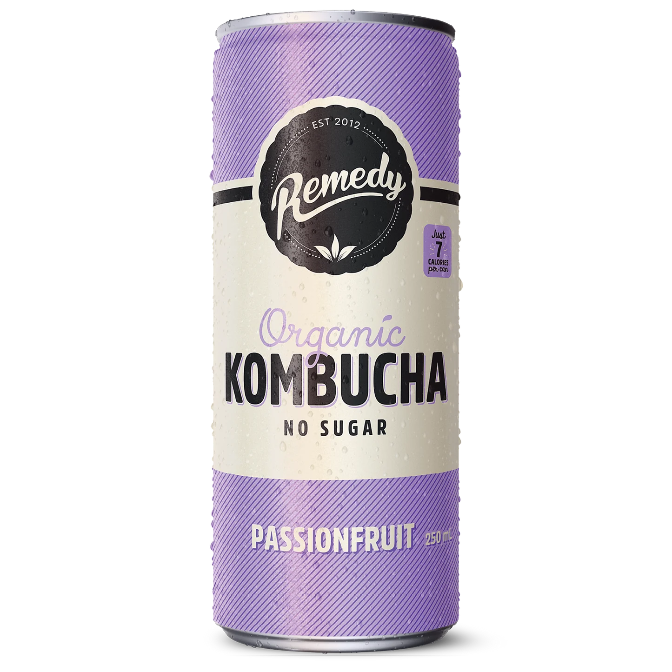 Remedy Passion Fruit Kombucha in can 250mL