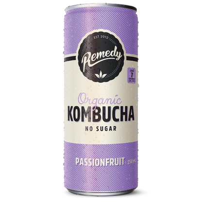 Remedy Passion Fruit Kombucha in can 250mL