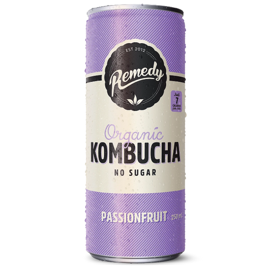 Remedy Passion Fruit Kombucha in can 250mL