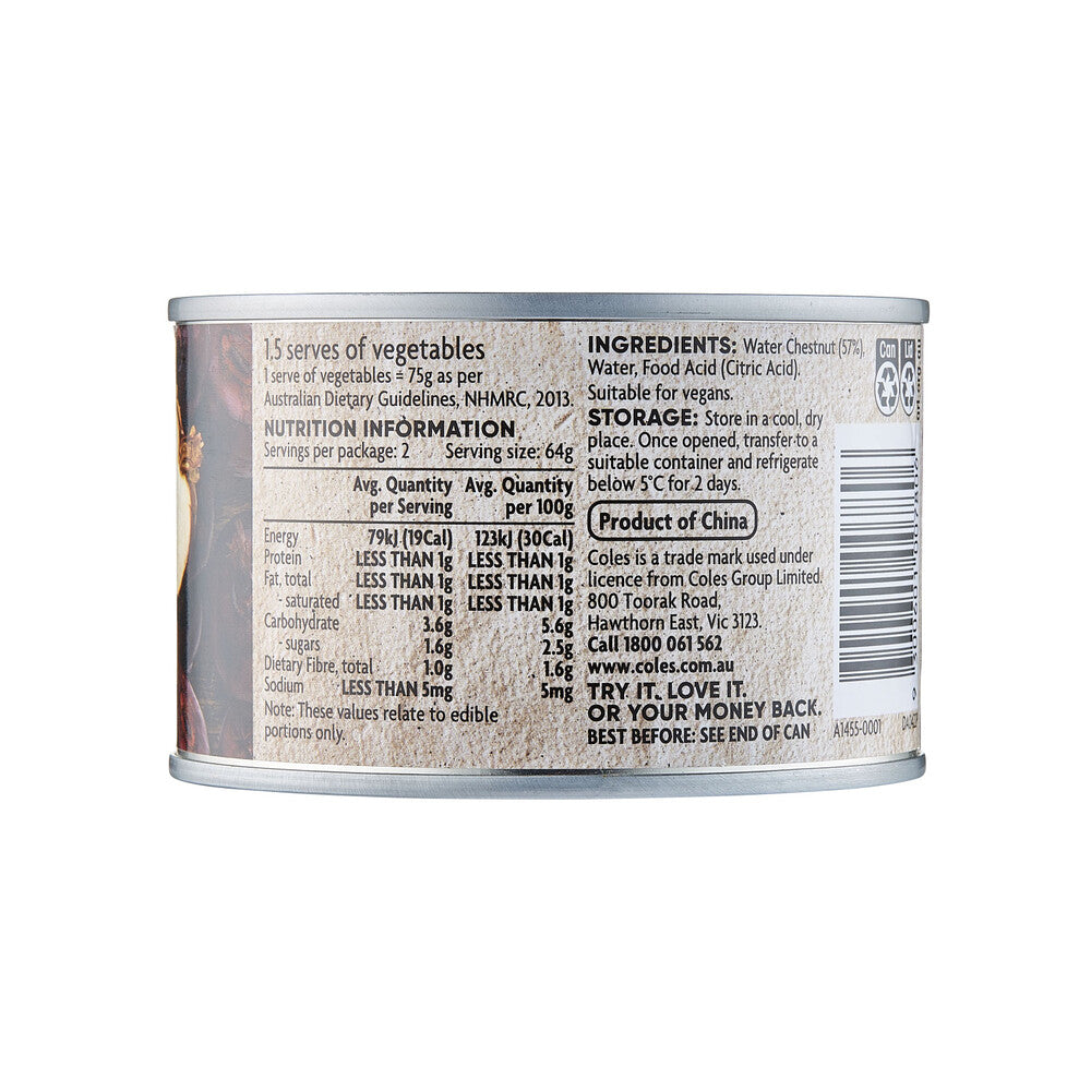 Coles Sliced Water Chestnuts 225g