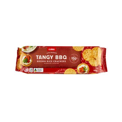 Coles Tangy BBQ Brown Rice Crackers 100g (gluten-free)