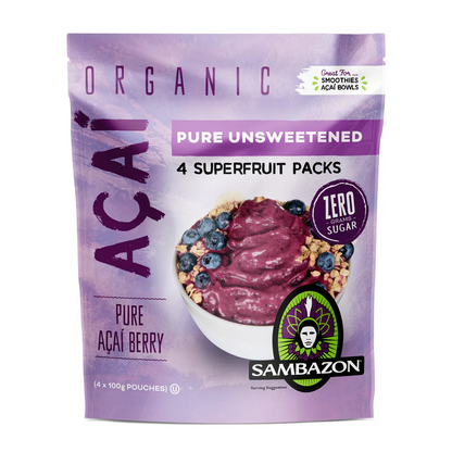 Sambazon Organic Acai Berry Superfruit Pack Unsweetened 400g (100g x 4)