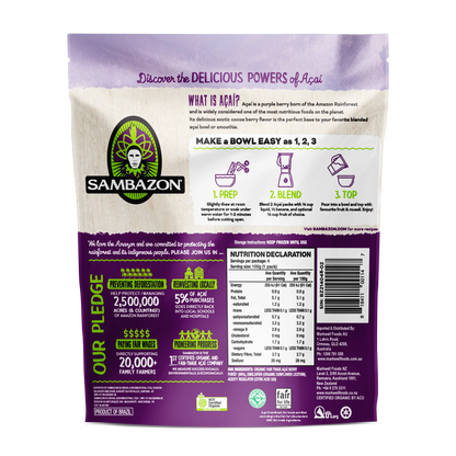 Sambazon Organic Acai Berry Superfruit Pack Unsweetened 400g (100g x 4)